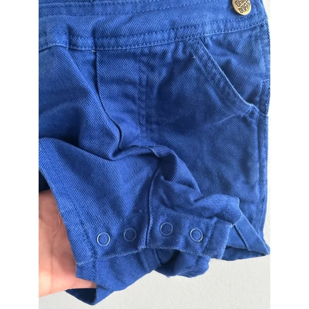 Vintage Okie Dokie 18 months  “Spirit of adventure” blue adjustable overall shor